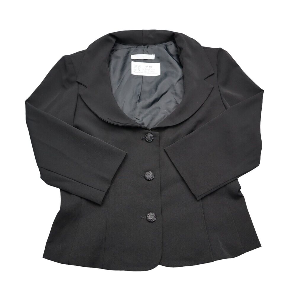 Charlotte Russe Blazer Womens Black Notch Lapel Button Single Breasted